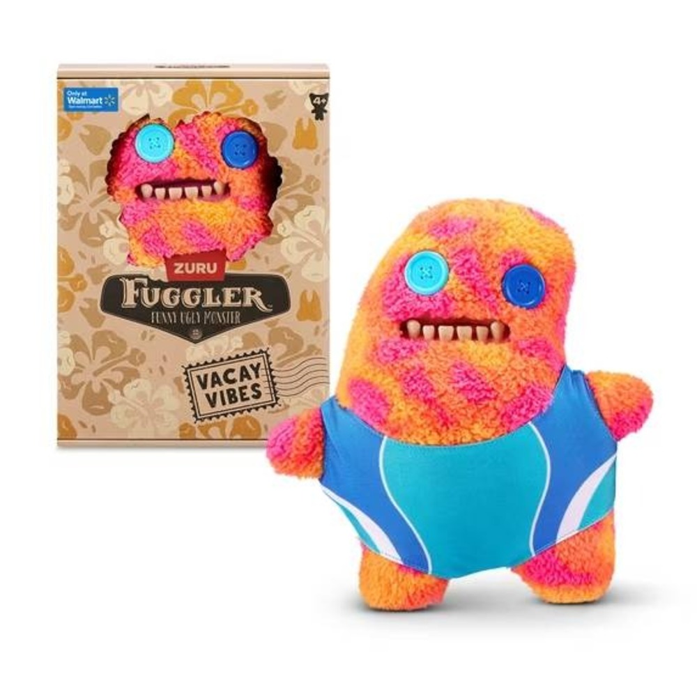 Fuggler Vacay Vibes Sir Splodge A Lot Monster Plush Pink Orange Kids 9 inch